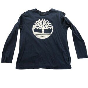 Timberland Mens T-Shirt XL Navy Blue Long Sleeve Graphic Tee Pullover Casual